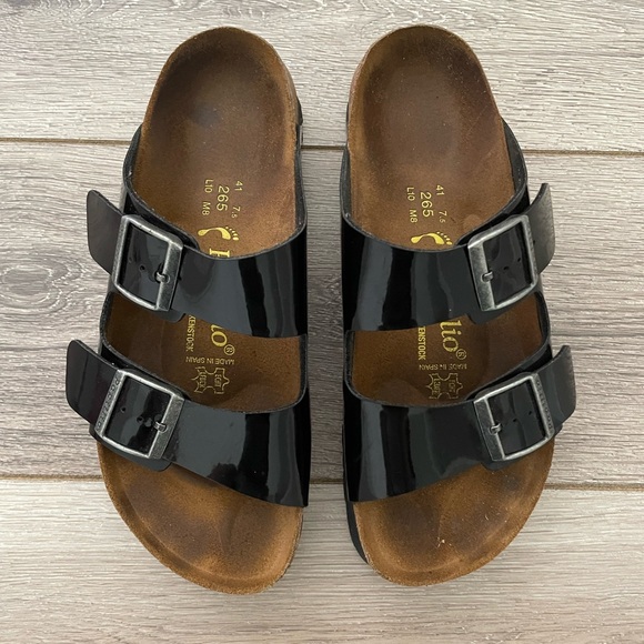 Birkenstock Papillio Glossy Patent Strap Sandals Size 10 - Picture 1 of 8